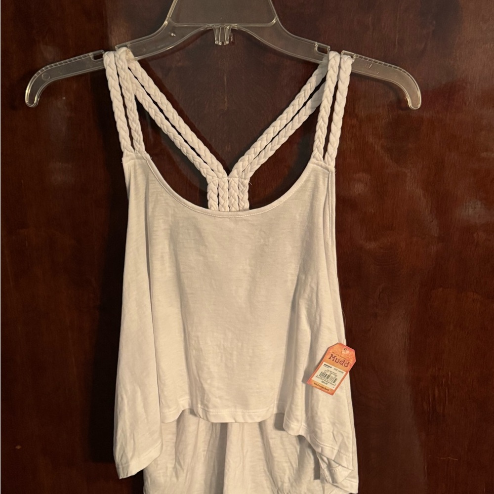 Mudd White Braided Strap Tank Top
